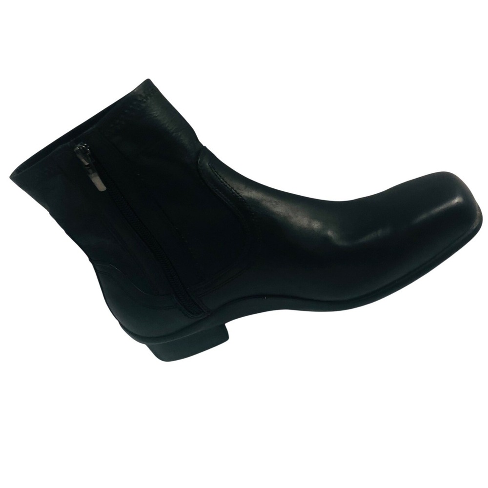Y2K Aravon Erin Ankle Boots Square Toe Chunky Heel Side Zip Leather Womens 10B